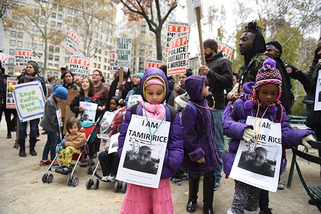 Stop Mass Incarcerations Network sponsored a children's march on the anniversary of Tamir Rice's death at the hands of the Cleveland police in New York City, November 22.