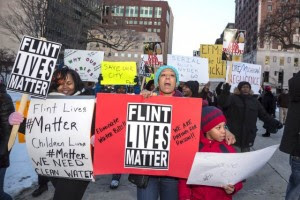 Protest in Flint over lead in the water.