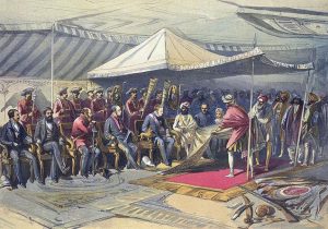 Viceroy Lord Canning meets Maharaja Ranbir Singh of Jammu & Kashmir, 9 March 1860.