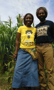Vegan farmers JoVonna Johnson-Cooke and Eugene Cooke raise corn and other native crops at their Stone Mountain farm. Photo by Nicole Bluh.