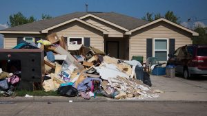 Debris from a home flooded by Hurricane Harvey in Port Arthur on October 12, 2017.