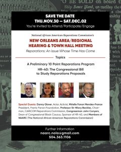 NAARC's New Orleans Area/Regional Reparations Events November 30th - December 2nd 2017