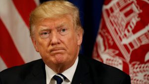 U.S. President Donald Trump looks on during his meeting with Afghan President Ashraf Ghani during the U.N. General Assembly in New York, US, September 21, 2017