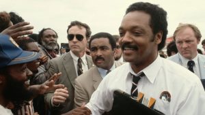 Jesse Jackson campaigns for president in 1984 at a stop in Texas.