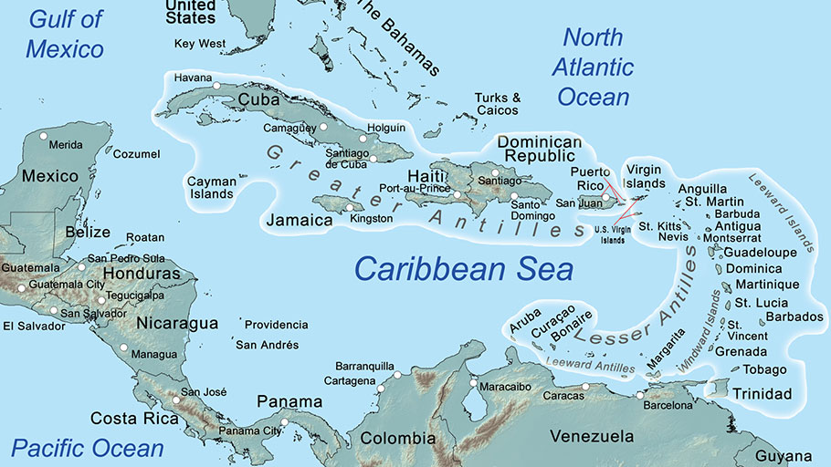 Map of the Caribbean