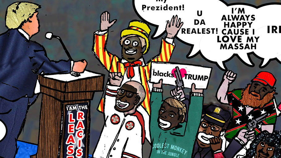 Caricature of Trump and Black Trump Supporters