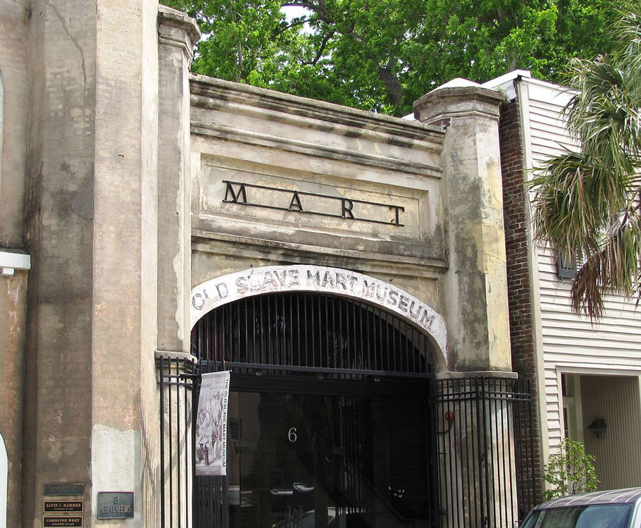 Facade of the Old Slave Mart in Charleston, South Carolina.