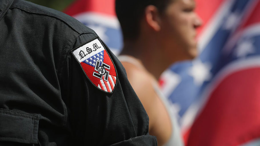 Neo-Nazis take part in a Ku Klux Klan demonstration in Columbia, South Carolina. Michael Kimmel studies the role of masculinity in far-right movements.
