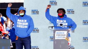 Alex King and D'Angelo McDade at the March for Our Lives, Washington, DC, March 24, 2018