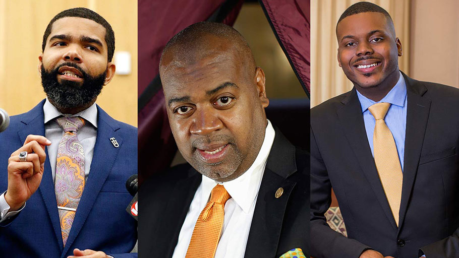 Mayor Chokwe Antar Lumumba of Jackson, Mississippi; Ras Baraka, mayor of Newark, New Jersey; and Mayor Michael D. Tubbs of Stockton, California, have all sought to implement criminal justice reforms in their cities. (AP Photo / Rogelio V. Solis ; Reuters / Eduardo Munoz ; Courtesy of Michael Tubbs)