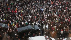 Supporters of Trayvon Martin in during the Million Hoodie March in New York City on March 21, 2012.