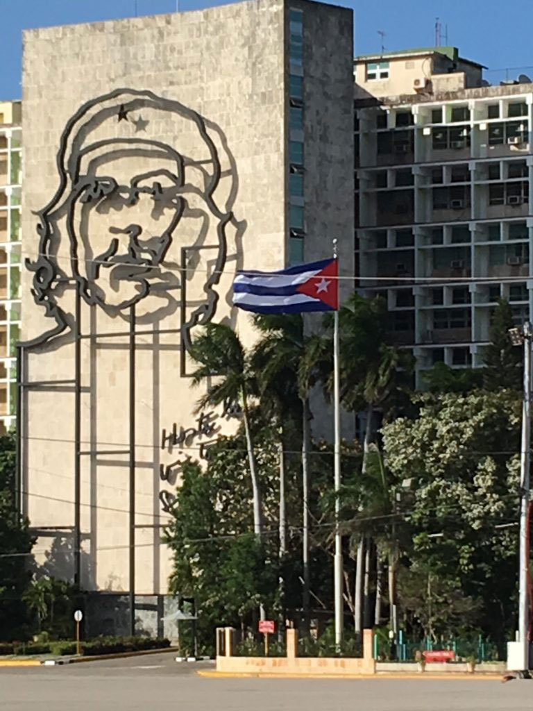 Che Guevara’s giant image adorns the façade of the Cuban Ministry of the Interior in the Plaza de la Revolución. To this day Che is more visible and iconic in Havana than either Castro brother.