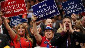 First in line … Republican national convention delegates in Cleveland, Ohio, 2016. Photograph: Joe Raedle/Getty Images