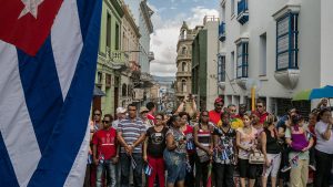 Waiting for the carriage carrying the ashes of Fidel Castro in central Santiago de Cuba.