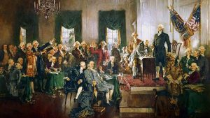 Scene at the Signing of the Constitution of the United States, by Howard Chandler Christy. (Image: Wikipedia)