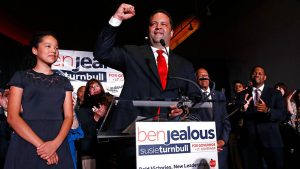 Ben Jealous addresses supporters at a primary-election-night party on June 26, 2018.