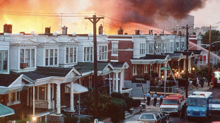 Philadelphia burn after officials dropped a bomb on the Move house in 1985. Photograph: AP