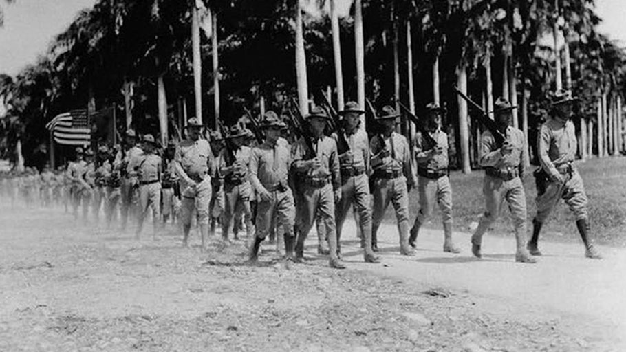 U.S. Marines marching in Haiti in 1934. Bettman/Corbis