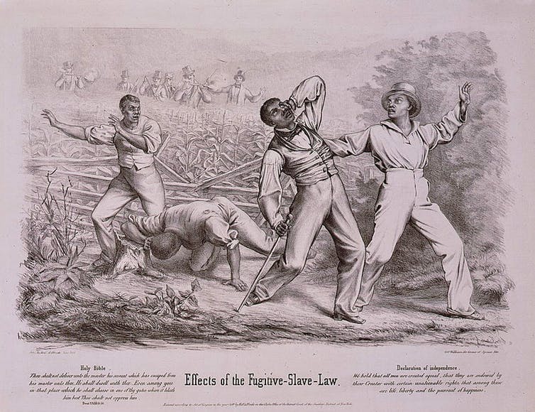 Fugitive slave law political cartoon, 1850. Library of Congress