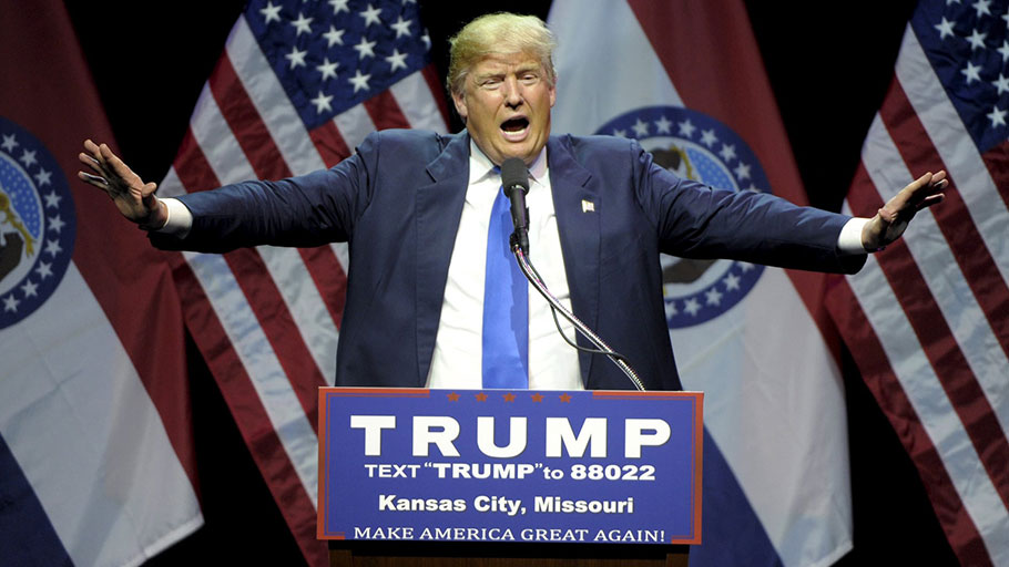 Donald Trump at a rally in Kansas City during the presidential race. Photograph: Dave Kaup/Reuters