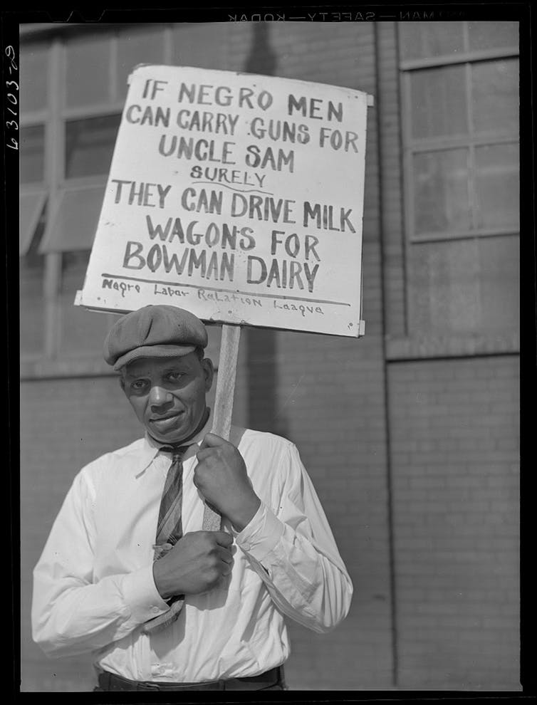 Employment discrimination kept blacks out of jobs in Chicago in 1941. Library of Congress/John Vachon