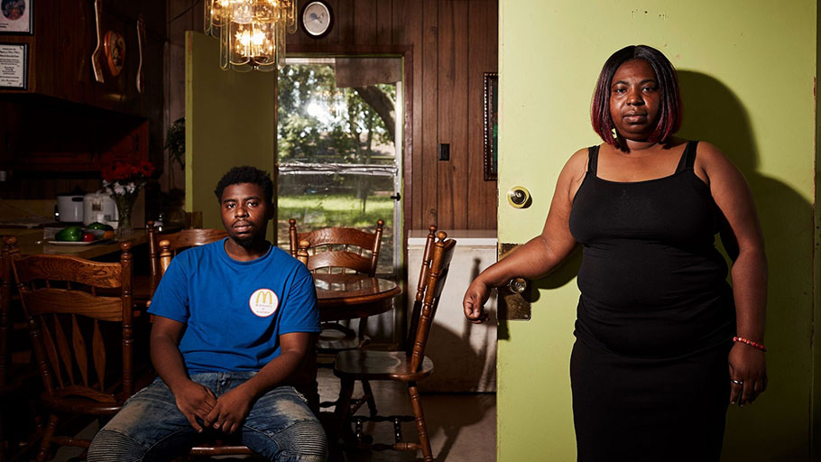 Tieberrious Wilson and his mother, Tamika Wilson, at home this summer. Tieberrious was arrested on murder charges and detained for nearly a year before being released for lack of evidence.