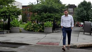 Kevin Brown, the chair of SOSNA, walks by Julian Abele Park at 22nd and Montrose Streets. It was named after the noted African American architect who lived in the neighborhood.