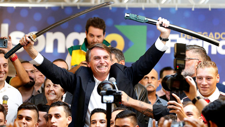 Jair Bolsonaro during a rally in Curitiba, Brazil, on 29 March.