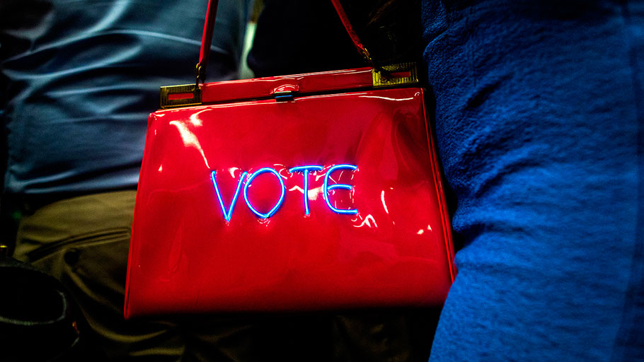 The purse of an attendee at a Democratic Congressional Campaign Committee rally addressed by President Barack Obama, Anaheim, California, September 8, 2018.