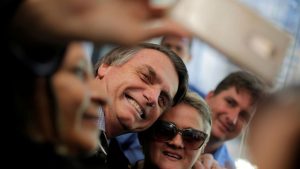 Presidential candidate Jair Bolsonaro poses for picture at the National Congress in Brasília, Brazil, in September.