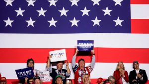 Supporters cheer as Trump speaks in Richmond, Kentucky, on Saturday.