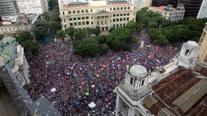 Protests in Rio de Janeiro against Jair Bolsonaro on Sept. 29, organized under the hashtag #EleNao (#NotHim).