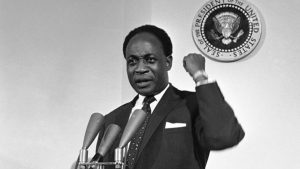 President Kwame Nkrumah speaking at the White House on Mar. 8, 1961