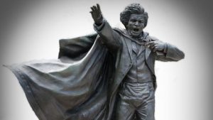 A new statue (2015) of Frederick Douglass stands in Hornbake Plaza.