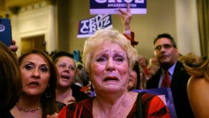 Supporters of Ted Cruz react at his midterm election night party in Houston.