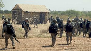 U.S. Air Force, soldiers of the East Africa Response Force (EARF) depart from a U.S. Air Force C-130 Hercules in Juba, South Sudan, Dec. 21, 2013