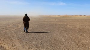 A Polisario Front official surveys the Moroccan Berm in the Western Sahara. John Bolton and a former German President have helped spur the first negotiations over the disputed desert territory in six years.