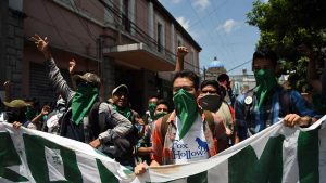 University students protest against the government policies on the International Commission Against Impunity in Guatemala.