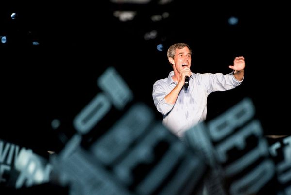 Democratic candidate for U.S. Senate from Texas Rep. Beto O’Rourke speaks to the crowd at his “Turn Out for Texas” rally, featuring a concert by Wille Nelson, in Austin, Texas, on Sept. 29, 2018.