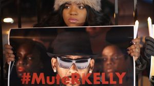 Demonstrators gathered on Wednesday near the studio of the singer R. Kelly to call for a boycott of his music.