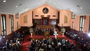 A commemorative service was held in the historic Ebenezer Baptist Church 50 years after Martin Luther King Jr.’s funeral was held there. Image by Evey Wilson