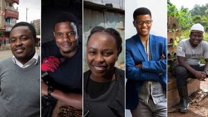 Shortlisted contenders, from left: Collince Oluoch; Roy Allela; Beth Koiji; Neo Hutiri; Paul Matovu. Photograph: Brett Eloff and James Oatway/Royal Academy of Engineering