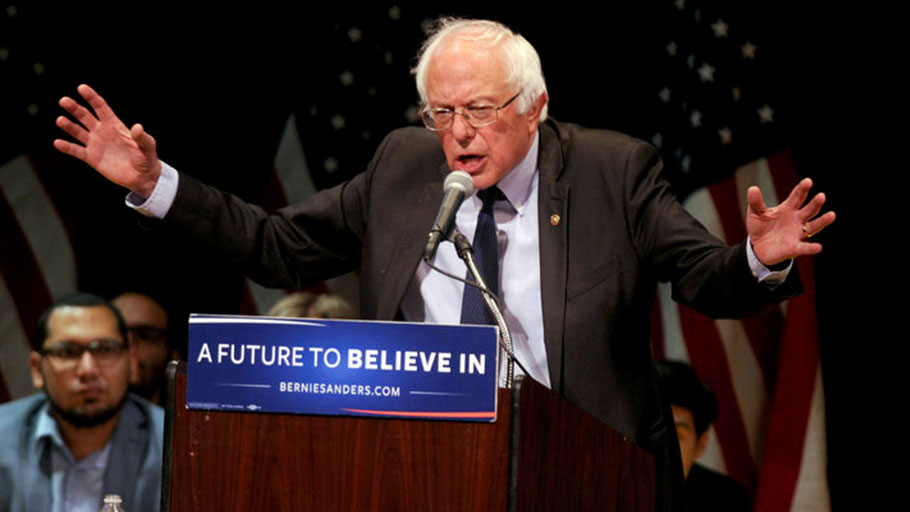 Sen. Bernie Sanders (I-Vt.) addresses supporters in New York in June 2016 after he bowed out of the race for the Democratic presidential nomination. He officially entered the 2020 race on Tuesday.
