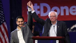 Sanders campaigns for then-Michigan gubernatorial candidate Abdul El-Sayed last August in Detroit. El-Sayed, who lost the Democratic primary in the governor’s race, hasn’t yet endorsed in the party’s 2020 presidential race, but he praises Sanders’ long-standing commitment to Medicare for All.