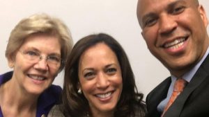 Cory Booker, Kamala Harris and Elizabeth Warren