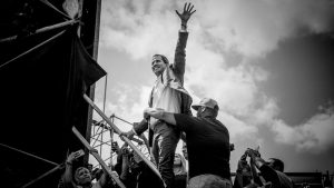 Juan Guaidó engages supporters in Caracas, Venezuela, on February 2, 2019.