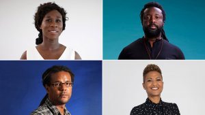 Urgent voices … clockwise from top left: Esi Edugyan, Marlon James, Colson Whitehead and Sara Collins.