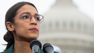 Rep. Alexandria Ocasio-Cortez speaks during a press conference to announce Green New Deal legislation to promote clean energy programs outside the U.S. Capitol in Washington, D.C., February 7, 2019.