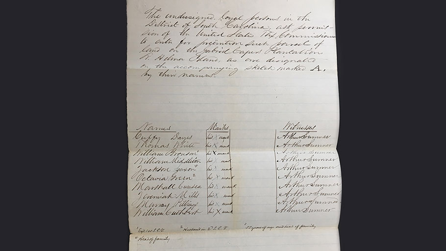 Land Claim for the Gabriel Capers Plantation from records of the Internal Revenue Service (Record Group 58), January 29, 1864.