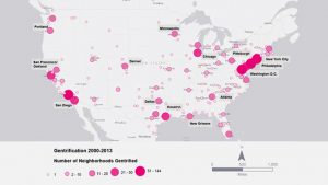 A study by the National Community Reinvestment Coalition found that coastal cities had the largest number of neighborhoods that were gentrified from 2000 to 2013.